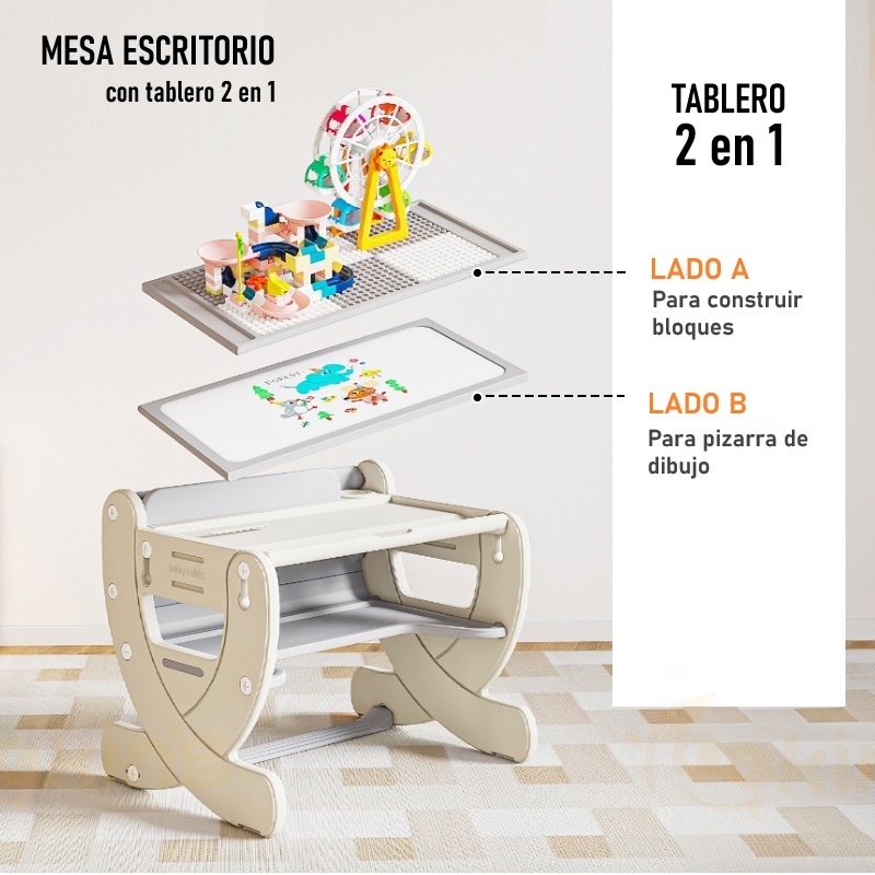 Mesa escritorio Regulable con tablero 2 en 1 - Imagen 3