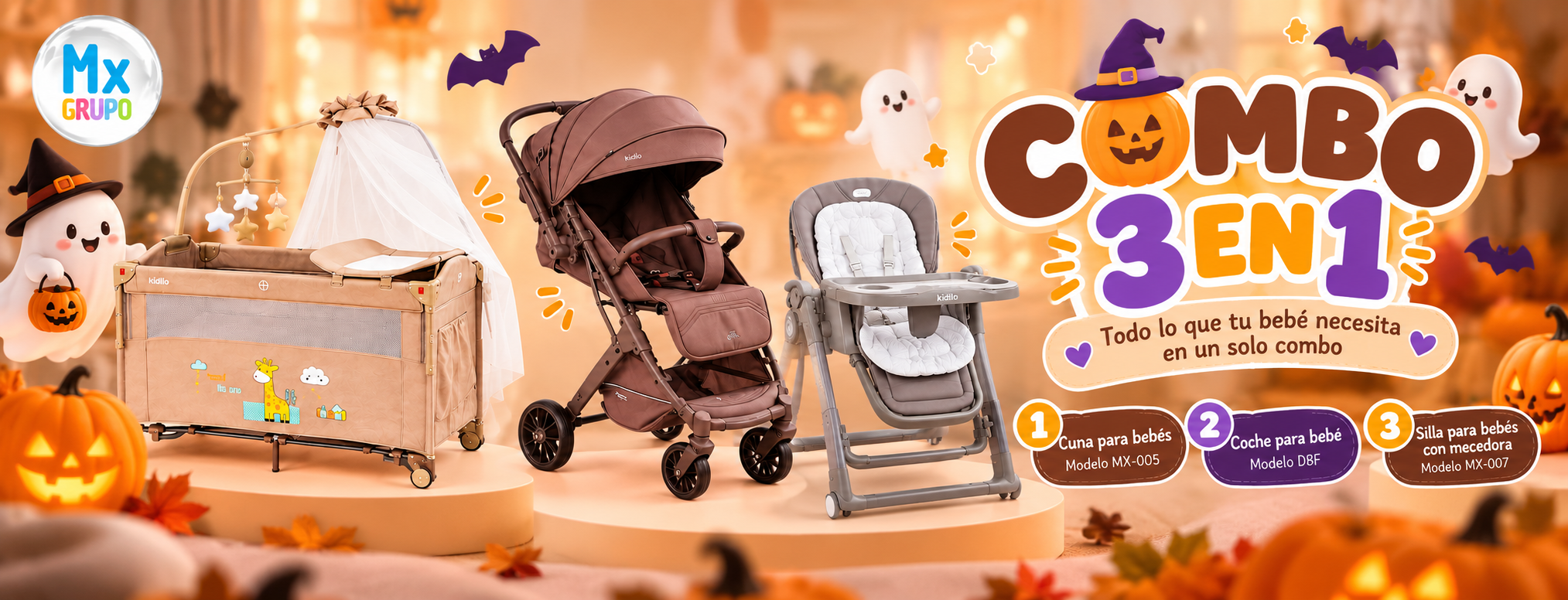 Combo Halloween 3 en 1 para bebé